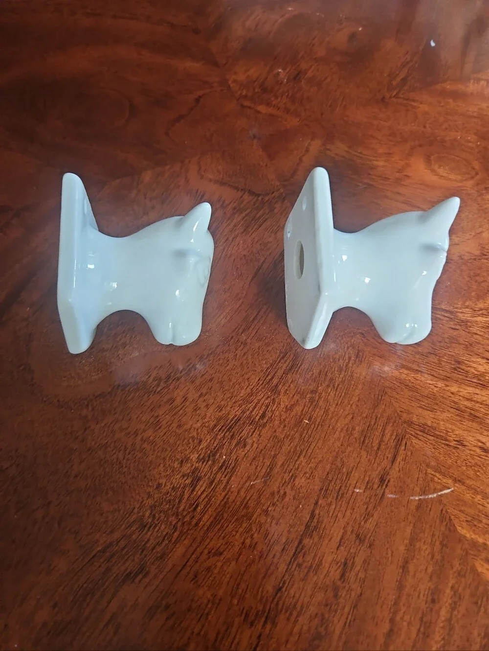 Vintage White Ceramic Cow Bull Head 2 Wall Hooks